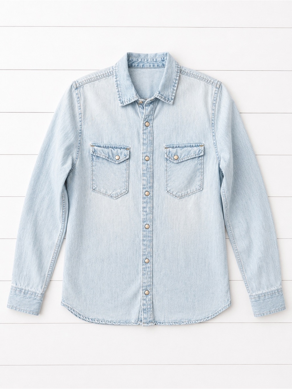 Zara Man Light Wash Denim Shirt | Size S | Snap Button Western Shirt - Picture 3 of 5